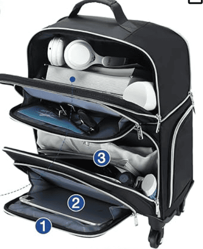 suitcase shown in compartments